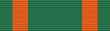 A green military ribbon with a thick orange stripe near each end of the ribbon
