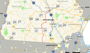 Map of New Hampshire Route 13