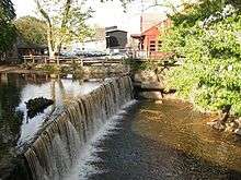 Photo of waterfall and millpond near the Bucks County Playhouse