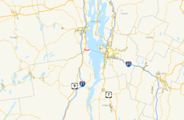 NY 373 is an east–west route south of Plattsburgh that connects US 9 to the west shore of Lake Champlain. A ferry links the east end of NY 373 to Burlington, Vermont.