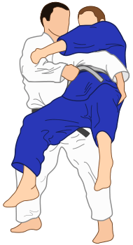 Illustration of an obi-otoshi (belt-drop) throw in Judo