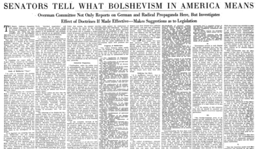 "Senators Tell What Bolshevism in America Means.