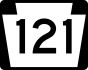 PA Route 121 marker