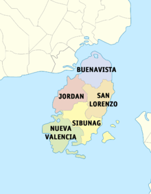 Political map of Guimaras showing its component municipalities
