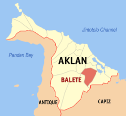 Map of Aklan with Balete highlighted