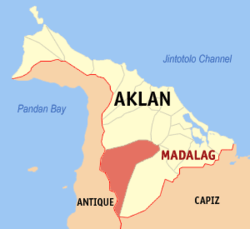 Map of Aklan with Madalag highlighted