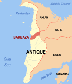 Map of Antique with Barbaza highlighted