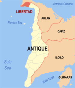 Map of Antique with Libertad highlighted