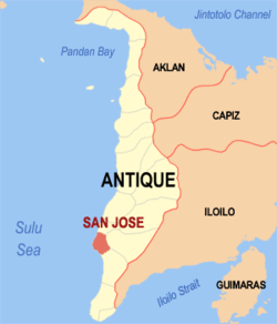 Map of Antique with San Jose highlighted