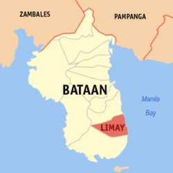 Map of Bataan showing the location of Limay