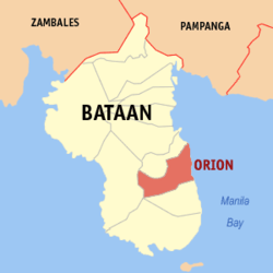 Map of Bataan showing the location of Orion