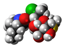 Space-filling model of pirlimycin molecule