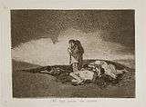 On a lonely hillside, three women lie dead while a lone figure weeps in mournful grief.