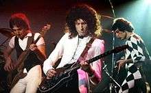l-r: John Deacon, Brian May, and Freddie Mercury seen live in 1978