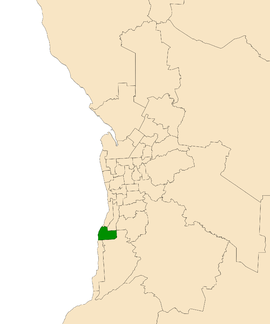 Map of Adelaide, South Australia with electoral district of Reynell highlighted