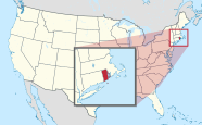 Map of the United States with Rhode Island highlighted