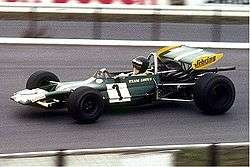 Rindt racing in a green Formula Two car with number 1 on its side