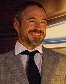 Robert Downey Jr. smiling and facing left in 2008