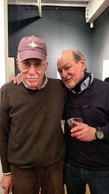 Roger Angell (left) with New Yorker cartoonist Edward Koren (right) in New York City, March 2015