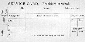 Service Card, Frankford Arsenal, 1886