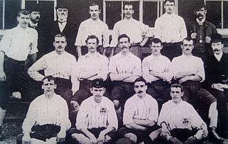 United squad from the 1890–91 season. Pictured are: [rear] Harry Lilley, Charles Stokes (Chairman of Football Committee), JB Wostinholm (Club Secretary), Will Lilley, Charlie Howlett, Mick Whitham, Jack Houseley (trainer) [centre]: Unknown, Unknown, Unknown, Rab Howell, Unknown, H. Stones (Assist. Secretary) [Front]: Unknown, Unknown, Arthur Watson, Unknown