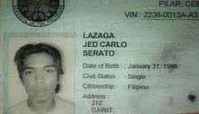 A Filipino ID card, belonging to Lazaga
