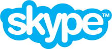 logo of skype white letters on blue background
