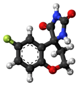 Ball-and-stick model of the sorbinil molecule