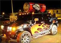 Sting Energy Drink's Hummer traveling down the streets of Karachi.