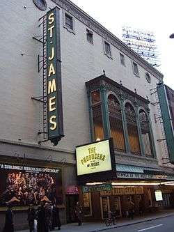 Photo of St. James Theatre marquee taken in 2006, when The Producers was running at the theatre