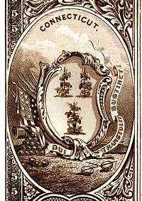Connecticut state coat of arms from the reverse of the National Bank Note Series 1882BB