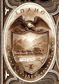 Idaho Territory coat of arms from the reverse of the National Bank Note Series 1882BB