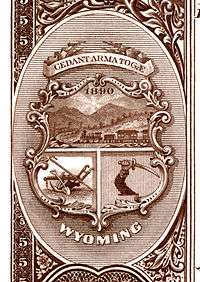 Wyoming territory coat of arms from the reverse of the National Bank Note Series 1882BB