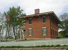 Two-story red brick house where Grant lived in Galena.