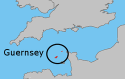 Map showing Guernsey in relation to the United Kingdom
