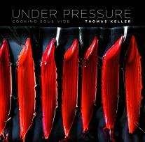 The cover of Under Pressure depicts seven sous-vide bags filled with a red substance.