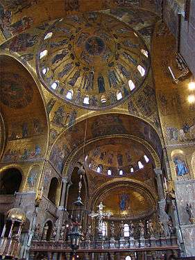 Interior picture of the central dome of St. Mark's Basilica