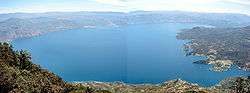 panorama of Lago Atitlan and Santiago