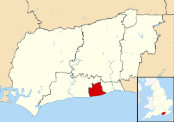 Worthing borough is a very small, pentagon-shaped area in the south of the county of West Sussex.