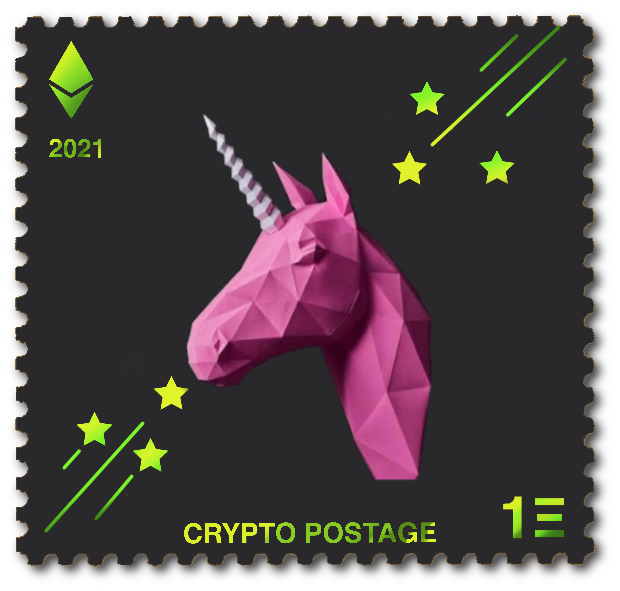 Nft Unicorn on matte black #1 - Crypto Stamp NFT